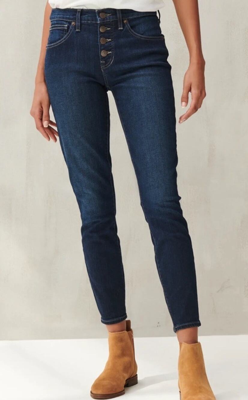 Lucky Brand Ava Mid Rise Skinny Button Fly Medium Wash Blue Jeans Sz 12/31